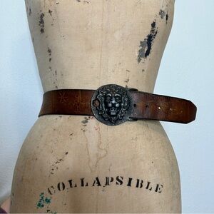 Vintage leather lion belt